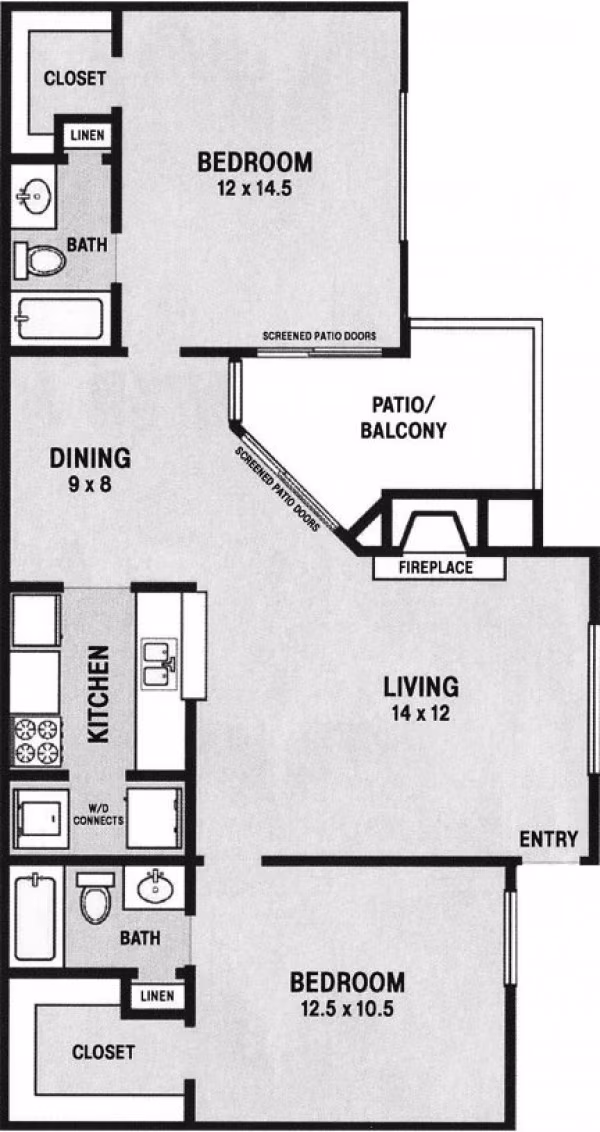 2Bed 2Bath 306 floor plan